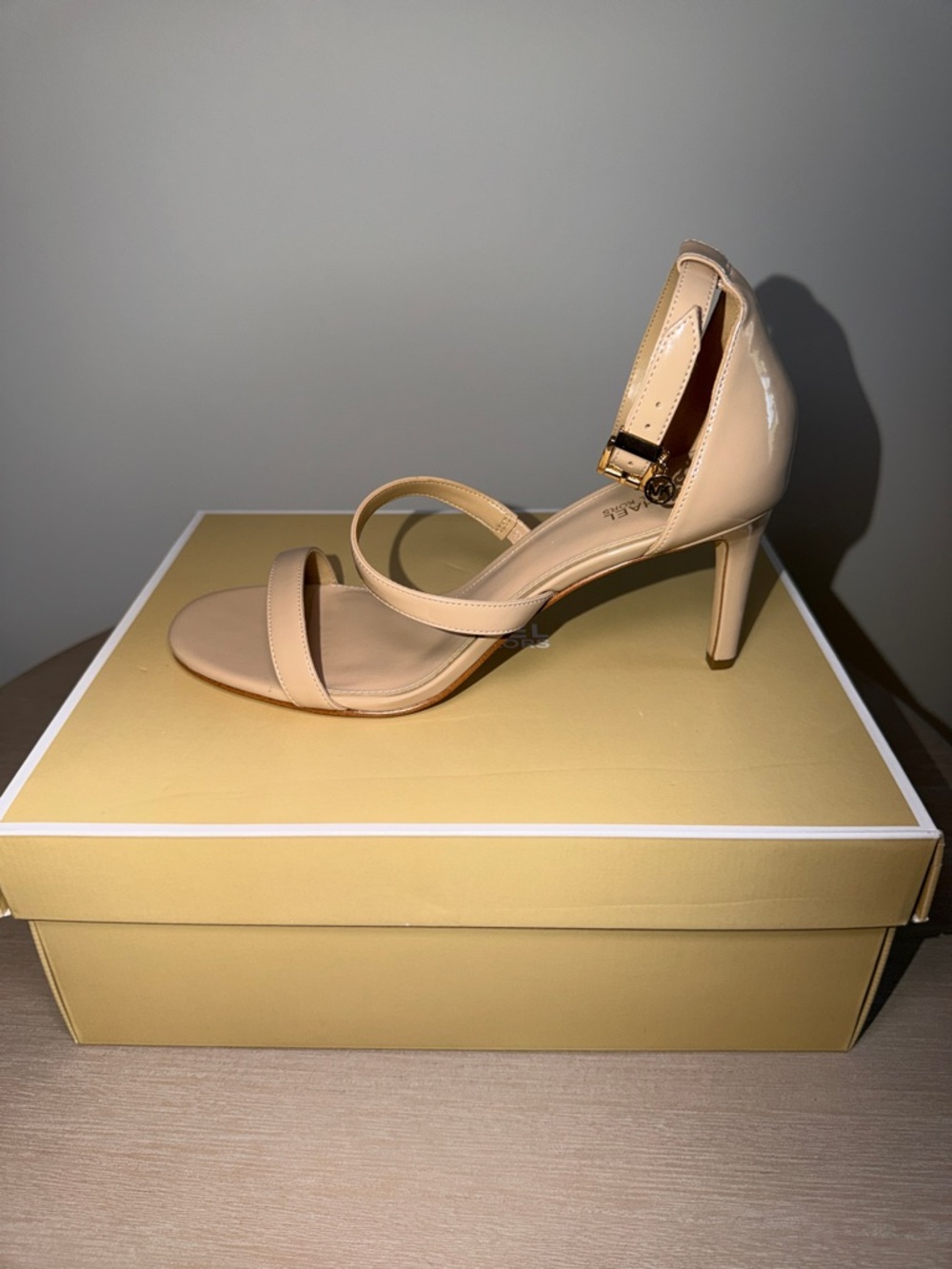 Michael Kors Beige Patent Ankle-Strap Sandals - Picture 4 of 5